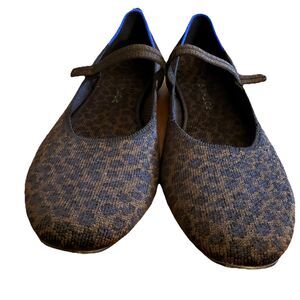 Rothy’s Square Mary Jane Flats Sz 10 Chocolate Spot Cheetah Animal Print